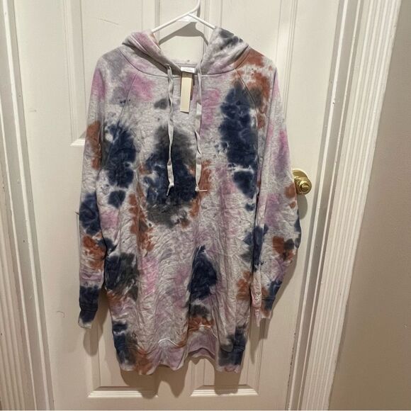 NWT Victoria's Secret Pink Sweatshirt Dress Hoodie with pockets‎ sz med tie dye - Picture 4 of 12